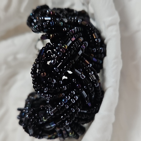 VINTAGE BLACK GOLD SEEDED BRACLET - Picture 1 of 6